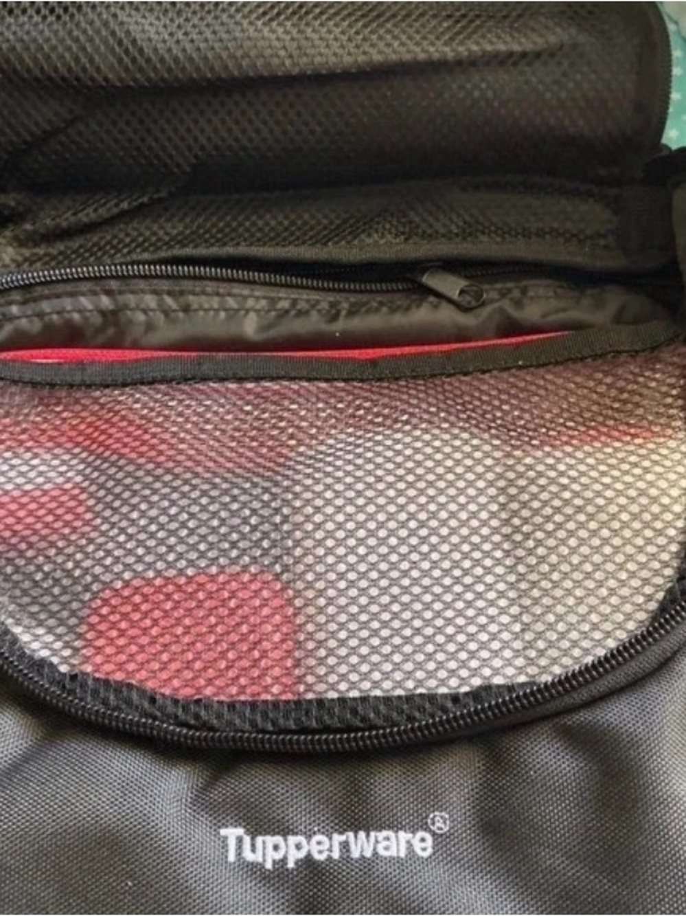 Tupperware Black Toiletry Bag with Red Accents